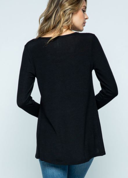 WOMEN KNIT LONG SLEEVE TOP WITH STONES