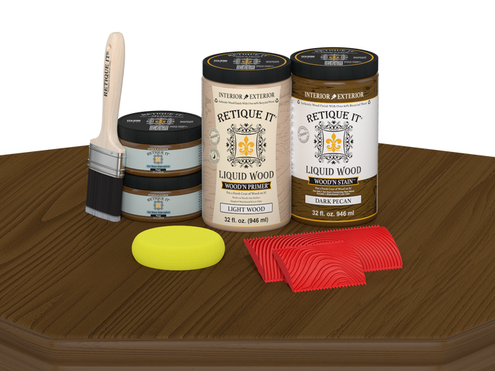 Dark Pecan Wood'n Cabinet Kit by Retique It featuring 12 grained wood doors for staining and cabinetry projects.