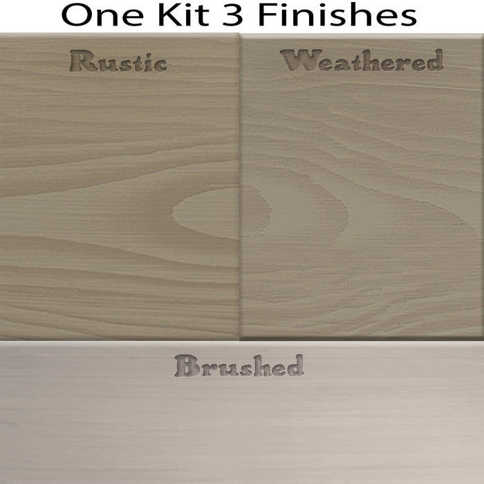 Retique It kitchen island countertop kit swatch showing driftwood stain finishes for wood surfaces.