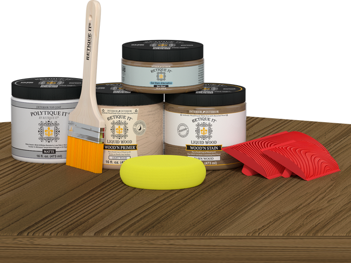 Wood'n Finish Front Door Kit - Barn Wood — Matte kit contents
