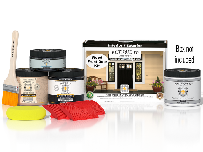 Wood'n Finish Front Door Kit - Classic Black — Matte kit contents with door box