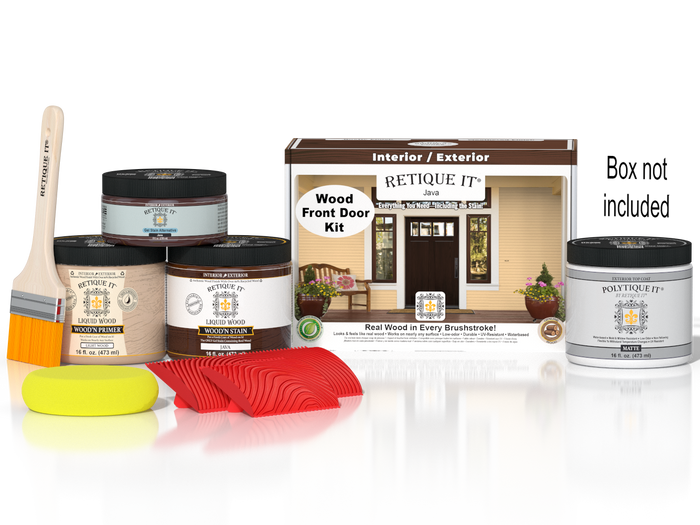 Wood'n Finish Front Door Kit - Java — Matte kit contents with door box