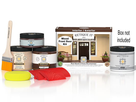 Wood'n Finish Front Door Kit - Java — Matte kit contents with door box