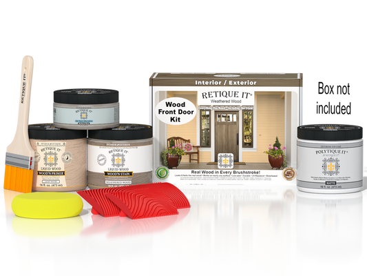 Wood'n Finish Front Door Kit - Weathered Wood — Matte kit contents with door box
