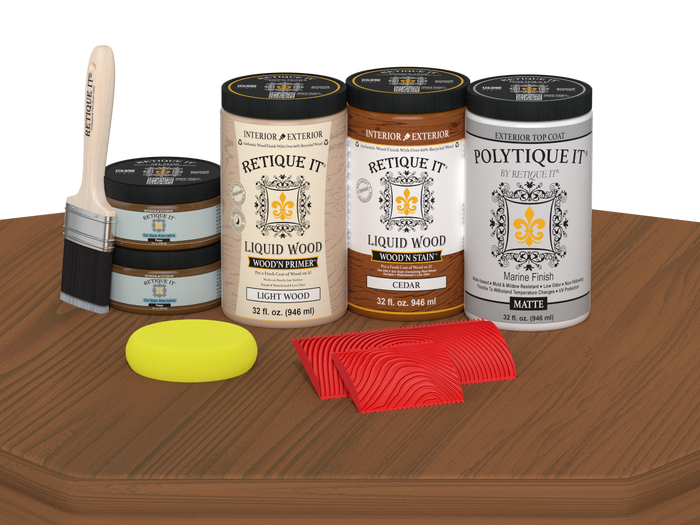 Wood'n Finish Front Door Kit (Double) - Cedar — Matte kit contents