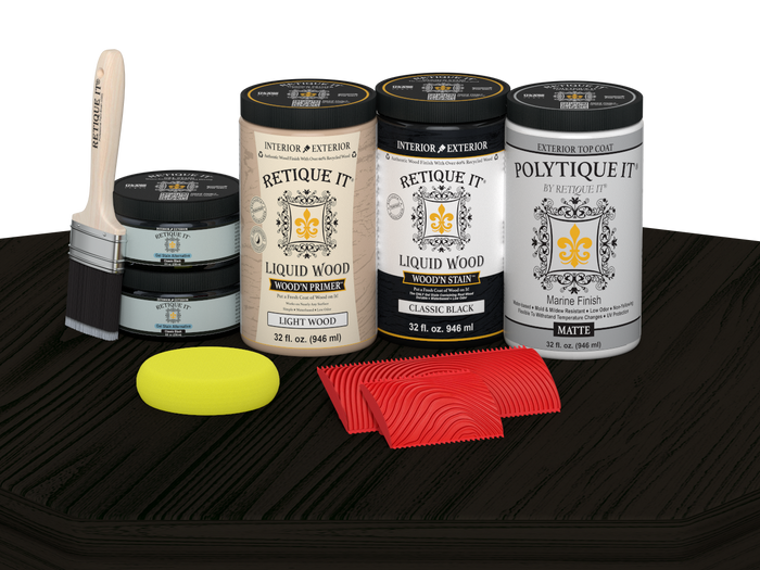 Wood'n Finish Front Door Kit (Double) - Classic Black — Matte kit contents