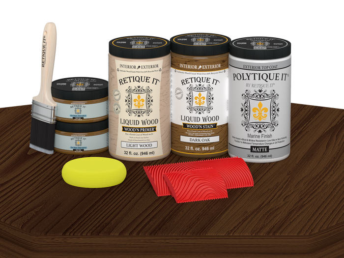 Wood'n Finish Front Door Kit (Double) - Dark Oak — Matte kit contents