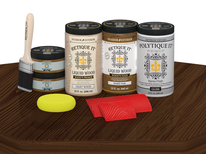 Wood'n Finish Front Door Kit (Double) - Dark Oak — Gloss kit contents