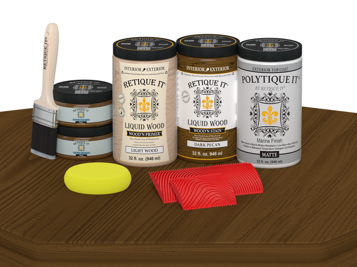 Wood'n Finish Front Door Kit (Double) - Dark Pecan — Matte kit contents