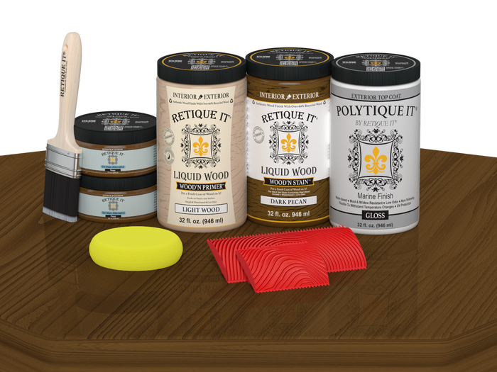 Wood'n Finish Front Door Kit (Double) - Dark Pecan — Gloss kit contents