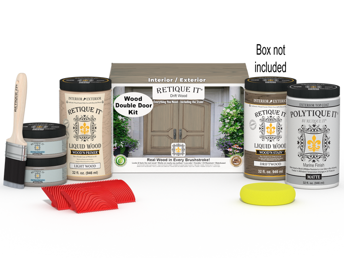 Wood'n Finish Front Door Kit (Double) - Drift Wood — Matte kit contents with door box
