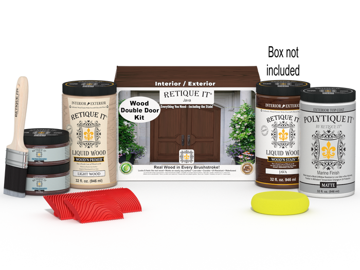 Wood'n Finish Front Door Kit (Double) - Java — Matte kit contents with door box