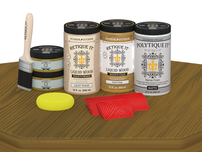 Wood'n Finish Front Door Kit (Double) - Old Oak — Matte kit contents
