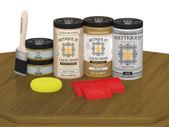 Wood'n Finish Front Door Kit (Double) - Old Oak — Satin kit contents