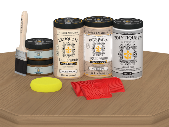 Wood'n Finish Front Door Kit (Double) - Pickled Oak — Matte kit contents