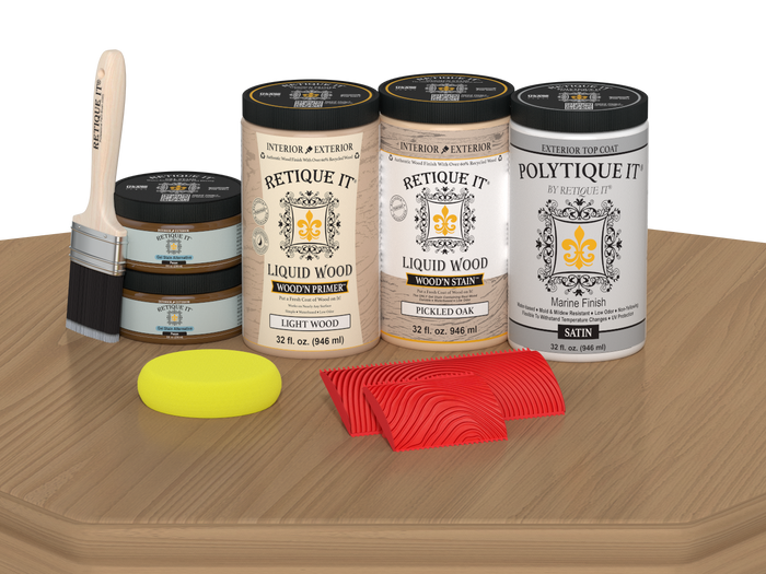 Wood'n Finish Front Door Kit (Double) - Pickled Oak — Satin kit contents