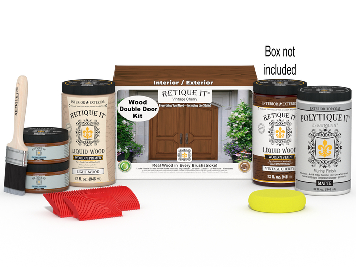 Wood'n Finish Front Door Kit (Double) - Vintage Cherry — Matte kit contents with door box