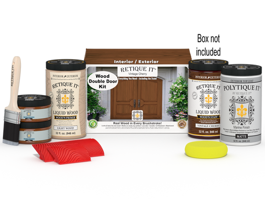 Wood'n Finish Front Door Kit (Double) - Vintage Cherry — Matte kit contents with door box