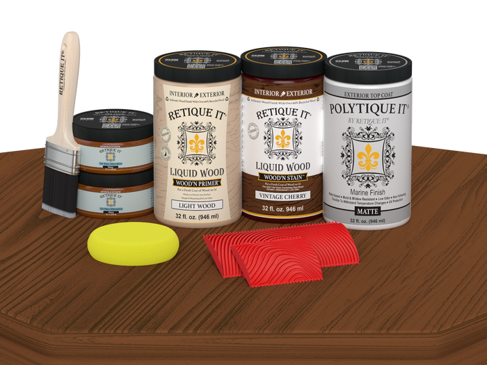 Wood'n Finish Front Door Kit (Double) - Vintage Cherry — Matte kit contents