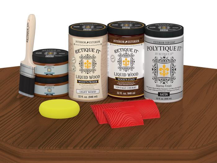 Wood'n Finish Front Door Kit (Double) - Vintage Cherry — Satin kit contents