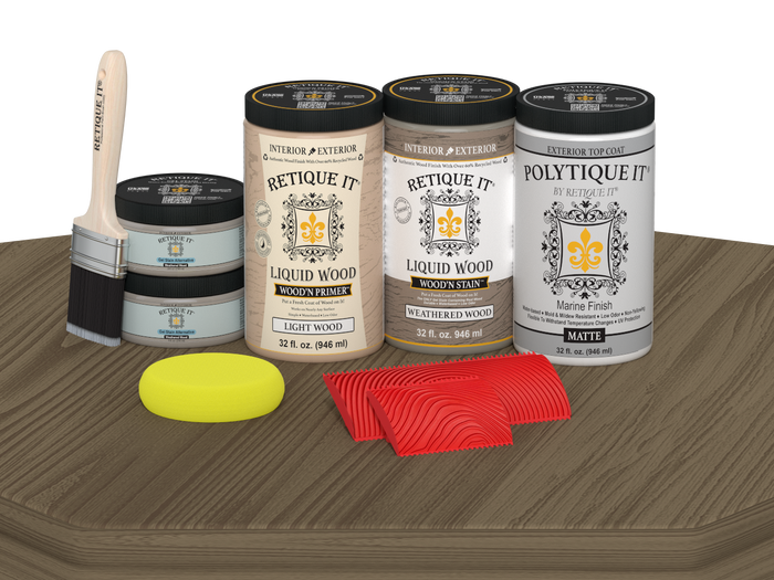 Wood'n Finish Front Door Kit (Double) - Weathered Wood — Matte kit contents