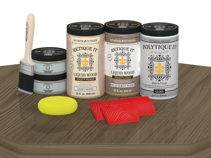 Wood'n Finish Front Door Kit (Double) - Weathered Wood — Gloss kit contents
