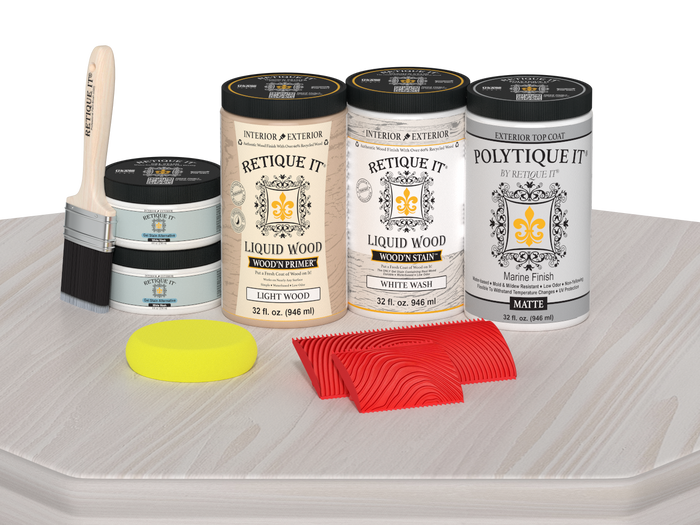 Wood'n Finish Front Door Kit (Double) - White Wash — Matte kit contents