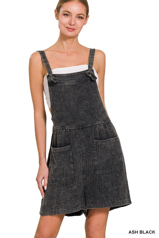 WOVEN DOUBLE GAUZE ACID WASH ROMPER