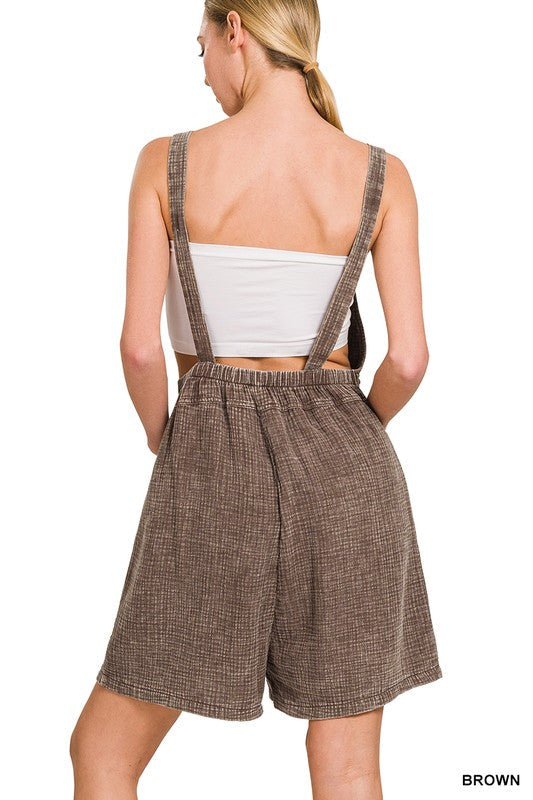 WOVEN DOUBLE GAUZE ACID WASH ROMPER