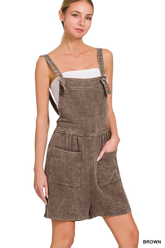 WOVEN DOUBLE GAUZE ACID WASH ROMPER