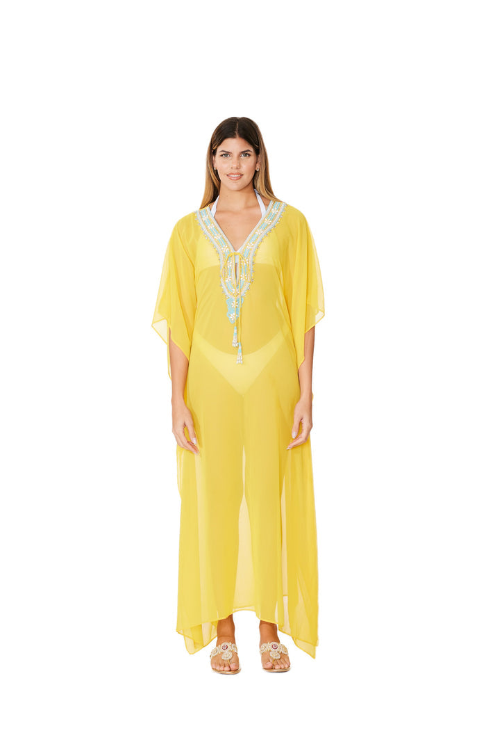 Yellow Embellished Kaftans